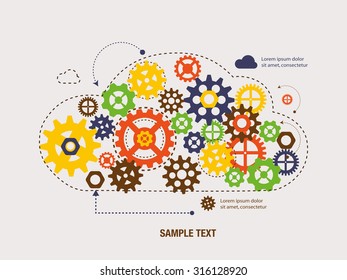 Gears inside Cloud. Technology computing concept  vector illustration
