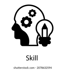 Gears inside head denoting glyph icon of skill 