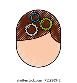 gears inside head human people front view
