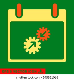 Gears Integration Calendar Day icon. Vector EPS illustration style is flat iconic bicolor symbol, orange and yellow colors.