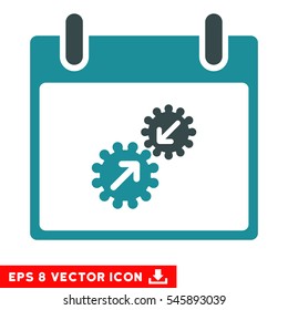Gears Integration Calendar Day icon. Vector EPS illustration style is flat iconic bicolor symbol, soft blue colors.