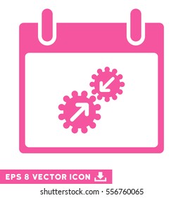 Gears Integration Calendar Day icon. Vector EPS illustration style is flat iconic symbol, pink color.