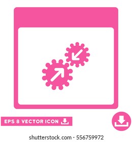 Gears Integration Calendar Page icon. Vector EPS illustration style is flat iconic symbol, pink color.