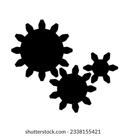 Gears isolated icon. Three cogwheels vector flat design icon. Mechanical engineering vector.