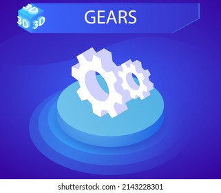Gears isometric design icon. Vector web illustration. 3d colorful concept
