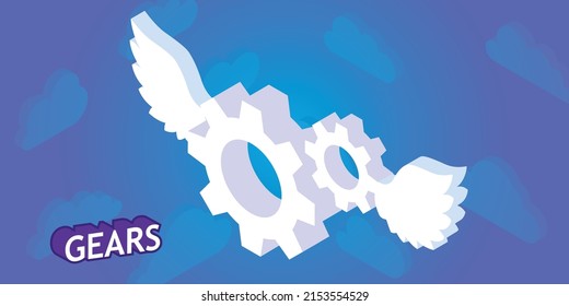 Gears isometric design icon. Vector web illustration. 3d colorful concept