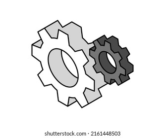Icono de diseño isométrico de los engranajes. Ilustración web de vectores. 3.ª colorida concepción