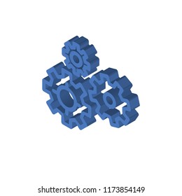 Gears isometric left top view 3D icon