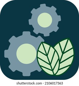 Gears with leaves, illustration, vector on a white background.