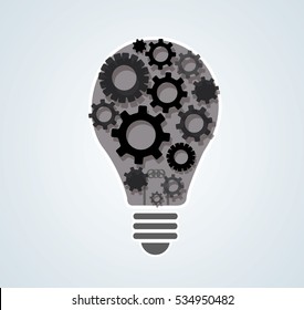 gears in light bulb shape , abstract gears concept of thinking