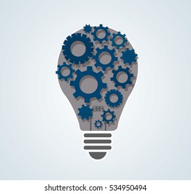 gears in light bulb shape , abstract gears concept of thinking