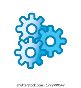 Gears line and gradient style icon design, construction work repair machine part technology industry and technical theme Vector illustration