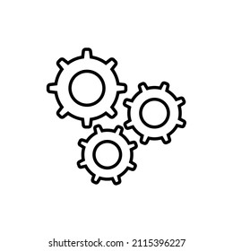 Gears line icon, vector outline logo isolated on white background