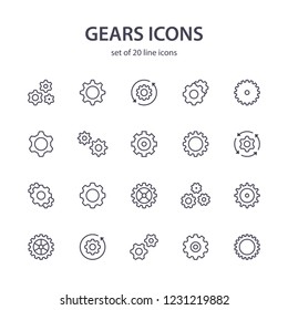 Gears line icons.