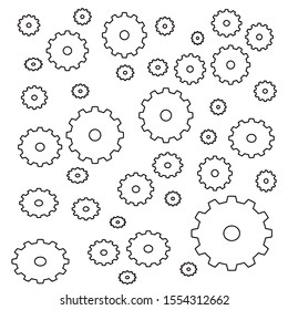 Gears line icons set background. cogwheels. Modern graphic design concepts, simple outline elements collection. Vector icons 