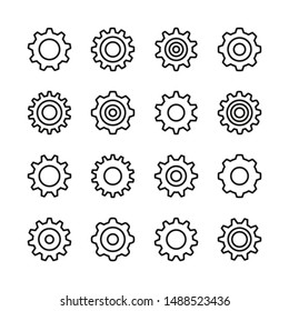 Gears line icons set. Cogs, cogwheels. Modern graphic design concepts, simple outline elements collection. Vector icons