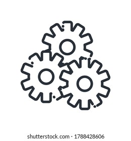 Gears line style icon design, construction work repair machine part technology industry and technical theme Vector illustration