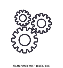 Diseño de iconos de estilo de línea de engranajes, reparación de obra de construcción, tecnología de piezas y tema técnico Ilustración de vectores
