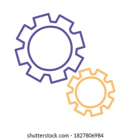 Gears line style icon design, construction work repair machine part technology industry and technical theme Vector illustration