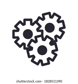 Gears line style icon design, construction work repair machine part technology industry and technical theme Vector illustration