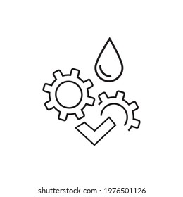 Gears. Linear icon.Oiler greasing icon. Gear oil. Vector illustration for web. Illustration industrial technology, Silhouette spin equipment. Concept construction, engineering for business.