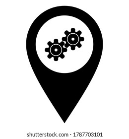 Gears and location pin on white