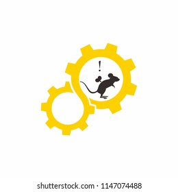 Gears Logo Design Industrial Vector Element, Hard Work Mice Illustration Icon