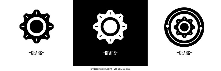 Zahnräder-Logo-Set. Sammlung von schwarz-weißen Logos. Stock-Vektor.