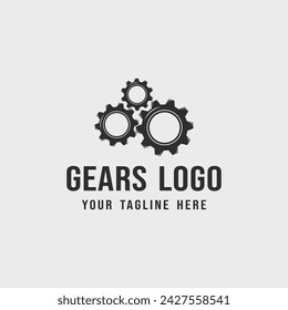 gears logo vintage vector icono símbolo ilustración plantilla diseño gráfico