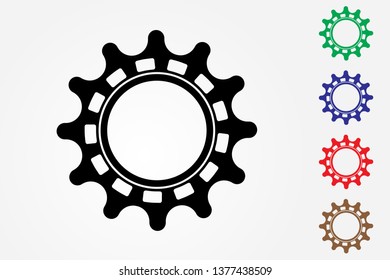 Gears of machine with different colors for industry on light background vector illustration