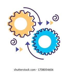 diseño de ilustración vectorial del icono de estilo plano de la máquina de engranajes