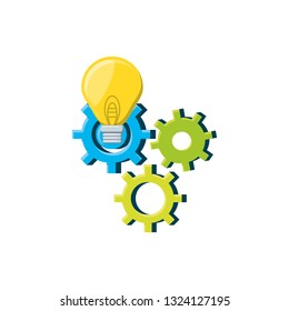gears machine with light bulb