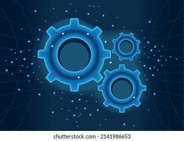 afiche técnico realista de la máquina de engranajes
