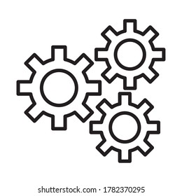 diseño de ilustración vectorial de iconos de estilo de línea de trabajo de la máquina de engranajes