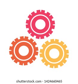 Gears machinery pieces working isolated vector illustration graphic design
