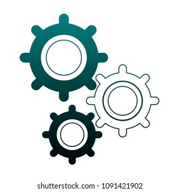 Gears machinery working in blue lines