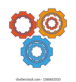 Gears machinery working isolated blue lines