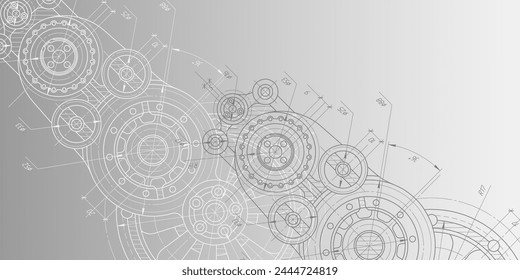 Gears. Mechanical Engineering background .Technical drawing .Vector illustration .