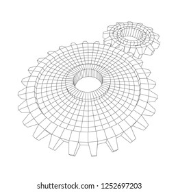 Gears. Mechanical technology machine engineering symbol. Industry development, engine work, business solution concept. Wireframe low poly mesh vector illustration