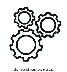 Gears. Mechanism. Black and white illustration. Pattern. Icon.