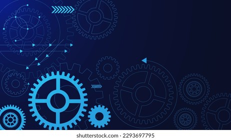 Gears mechanism digital technology and engineering with dots and lines connection. Abstract technical background design. Vector illustration.