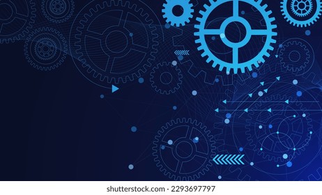 Gears mechanism digital technology and engineering with dots and lines connection. Abstract technical background design. Vector illustration.