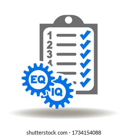 Сhecklist Gears Mechanism IQ EQ Test Icon Vector. Intelligence Brain Emotional Personality Psychology Person Exam Logo.