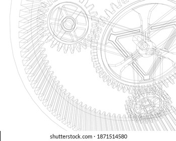 gears mechanism vector 3d illustration