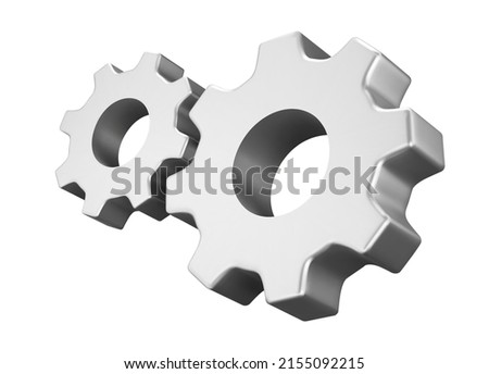 Gears. Metal gear icon. Isolated 3d object on a transparent background