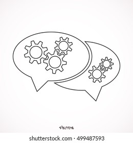 gears and moving parts placed in a speech bubble