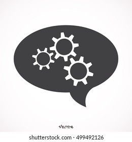 gears and moving parts placed in a speech bubble