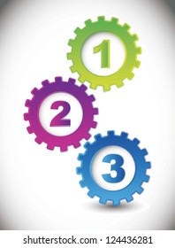 gears with numbers over white background. vector illustration