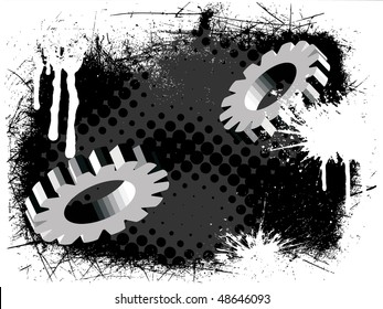 gears on abstract grunge background - vector
