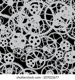 gears on a black  background, seamless pattern vector illustration 